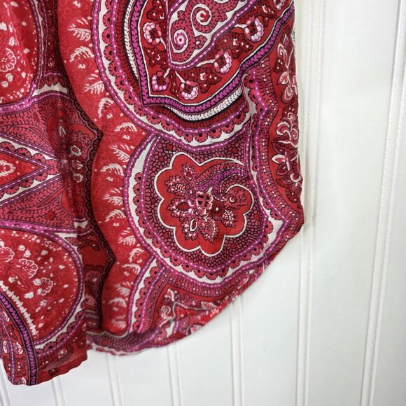 Lauren Ralph Lauren Shirt Womens Large Red Paisley Button Lightweight Office - Picture 6 of 11